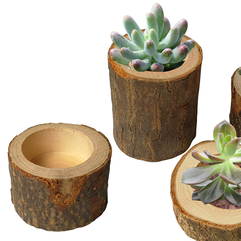 Mini macetas de flores para plantas suculentas, macetas de madera redondas, decoración creativa de oficina para macetas de flores/candelabro/portalápices/caja de almacenamiento