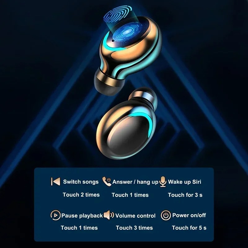 Nuevos auriculares Bluetooth F9 9D estéreo de graves altos auriculares deportivos manos libres Control táctil Tws auriculares inalámbricos auriculares impermeables