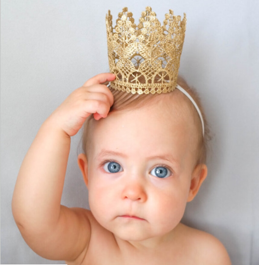Baby Meisje Eerste Verjaardag Decor Bloem Party Cap Kroon Hoofdband Priness Stijl Verjaardag Hoed Baby Haar Accessoire