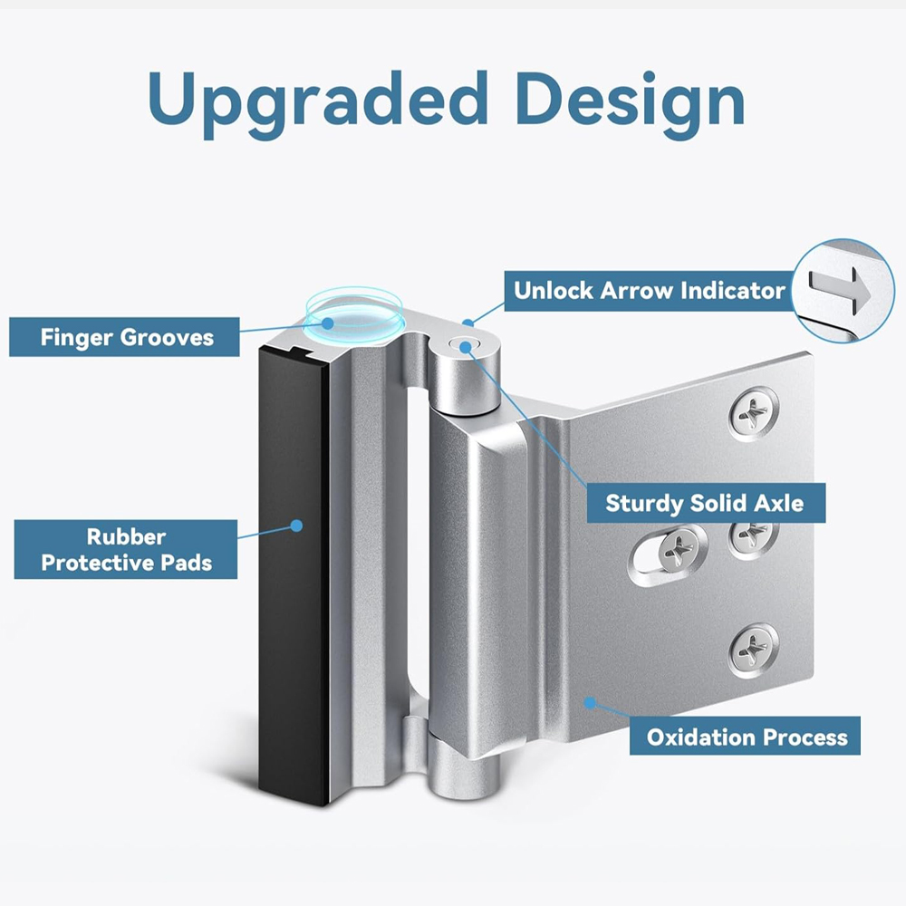 Home Security Door Lock Aluminum Alloy Anti-theft Door Lock Childproof Door Reinforcement Lock with 3 Inch Stop