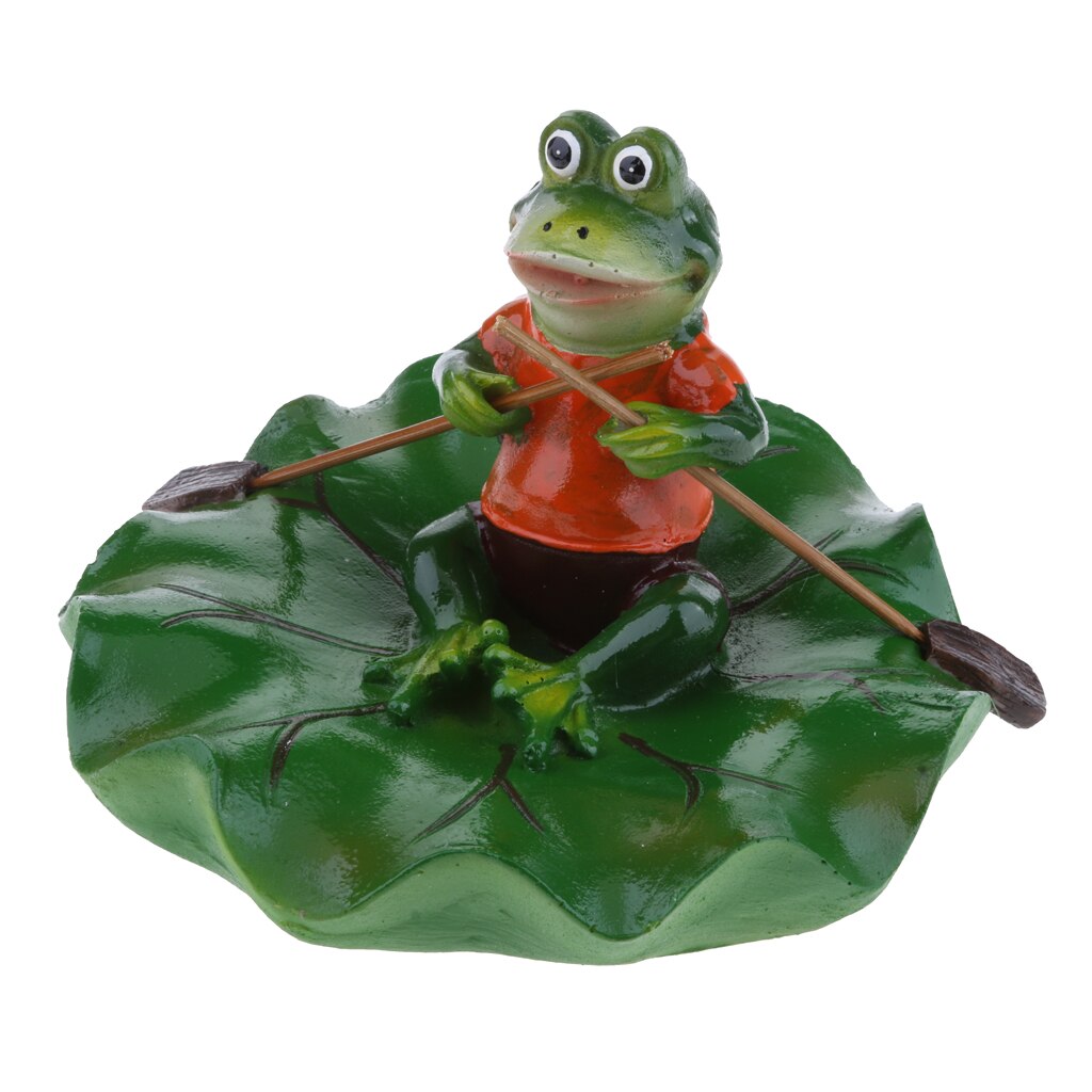 6 Style Pond Lifelike Water Floating Lotus Leaf Ornament Sculpture Frog Bathtub Toys Resin Artificial Animals Home Decor: Rowing