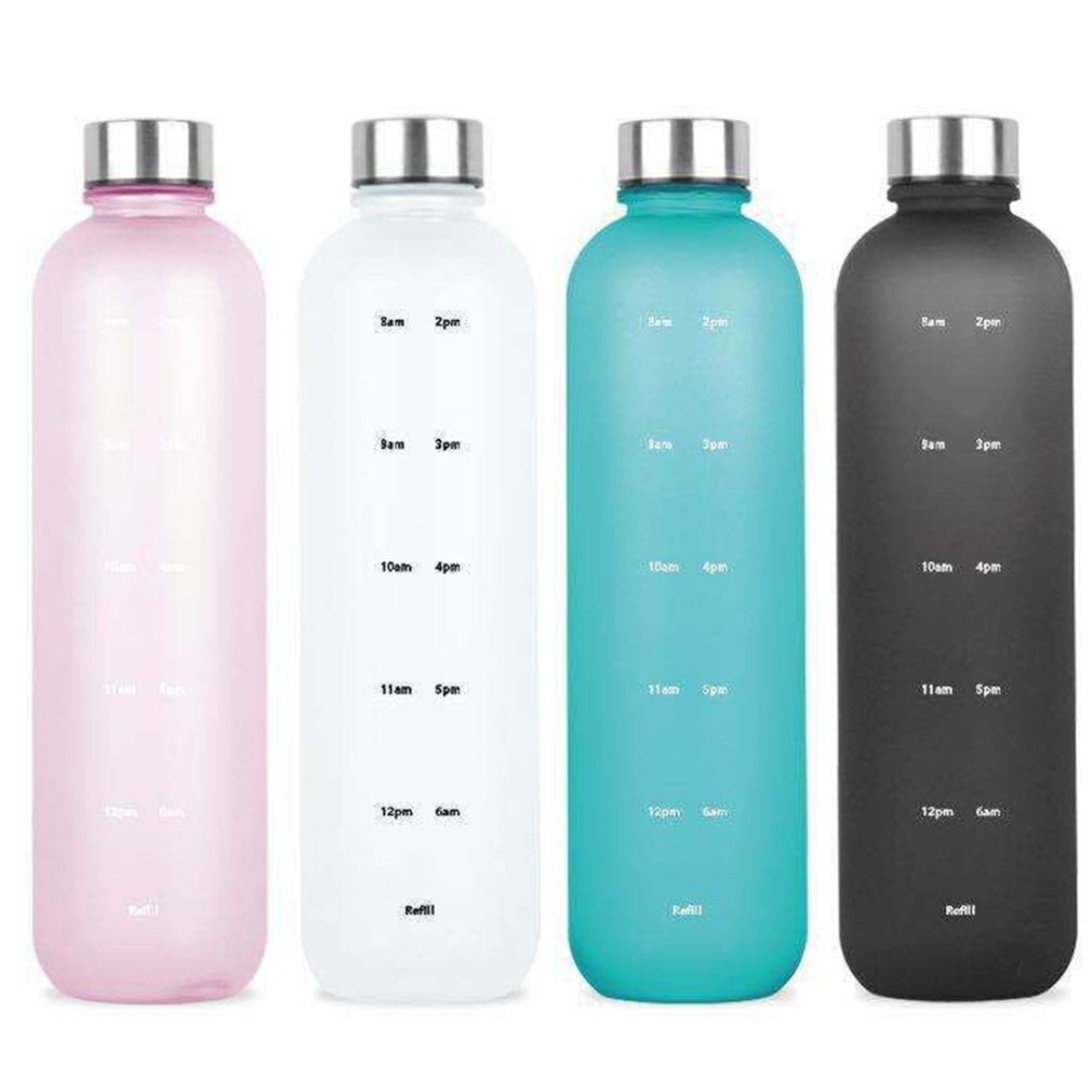 Z30 2022 Plastic Ruimte Cup Grote Capaciteit Transparante Frosted Water Cup Koperen Deksel Water Fles Met Tijd Marker 1000Ml