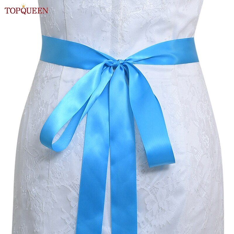 TOPQUEEN S419-G Jahrgang Blumen- Hochzeit Gürtel Smaragd Mutterschaft Schärpe Strass Blume Hüftgürtel Für Braut Kleid Kleid Applikationen: Blau Schleife