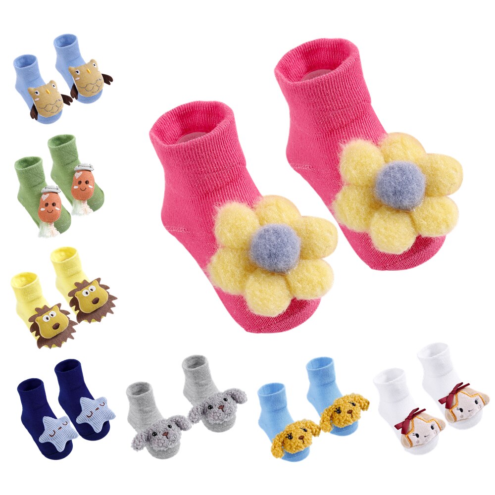 2 Paires/lot -Né Bébé Chaussettes Bébé Chaussettes En Coton Bébé Filles Belle Antidérapant Chaussettes Courtes Vêtements Accessoires Pour 0-12 Mois