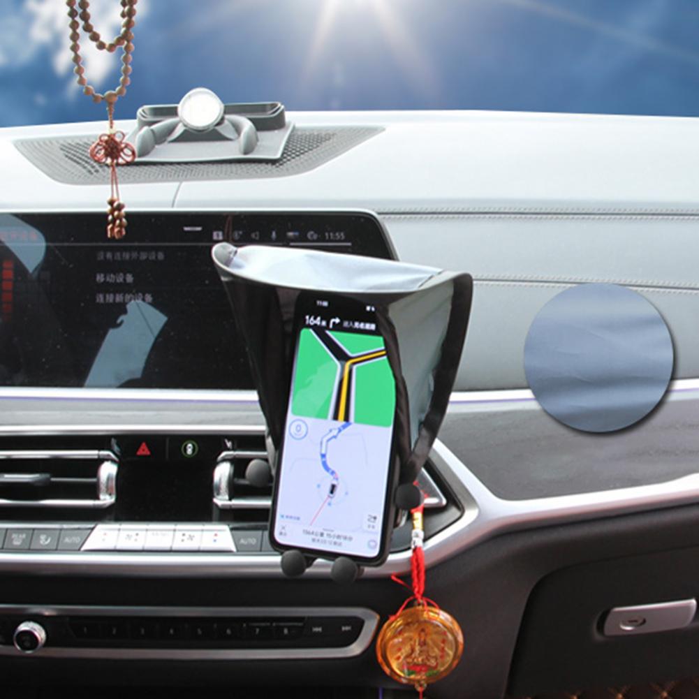 Parasol para teléfono móvil, lluvia, sol, soporte para teléfono de coche Chapado en plata, paraguas, protector térmico UV, soporte para sombra de teléfono para motocicleta