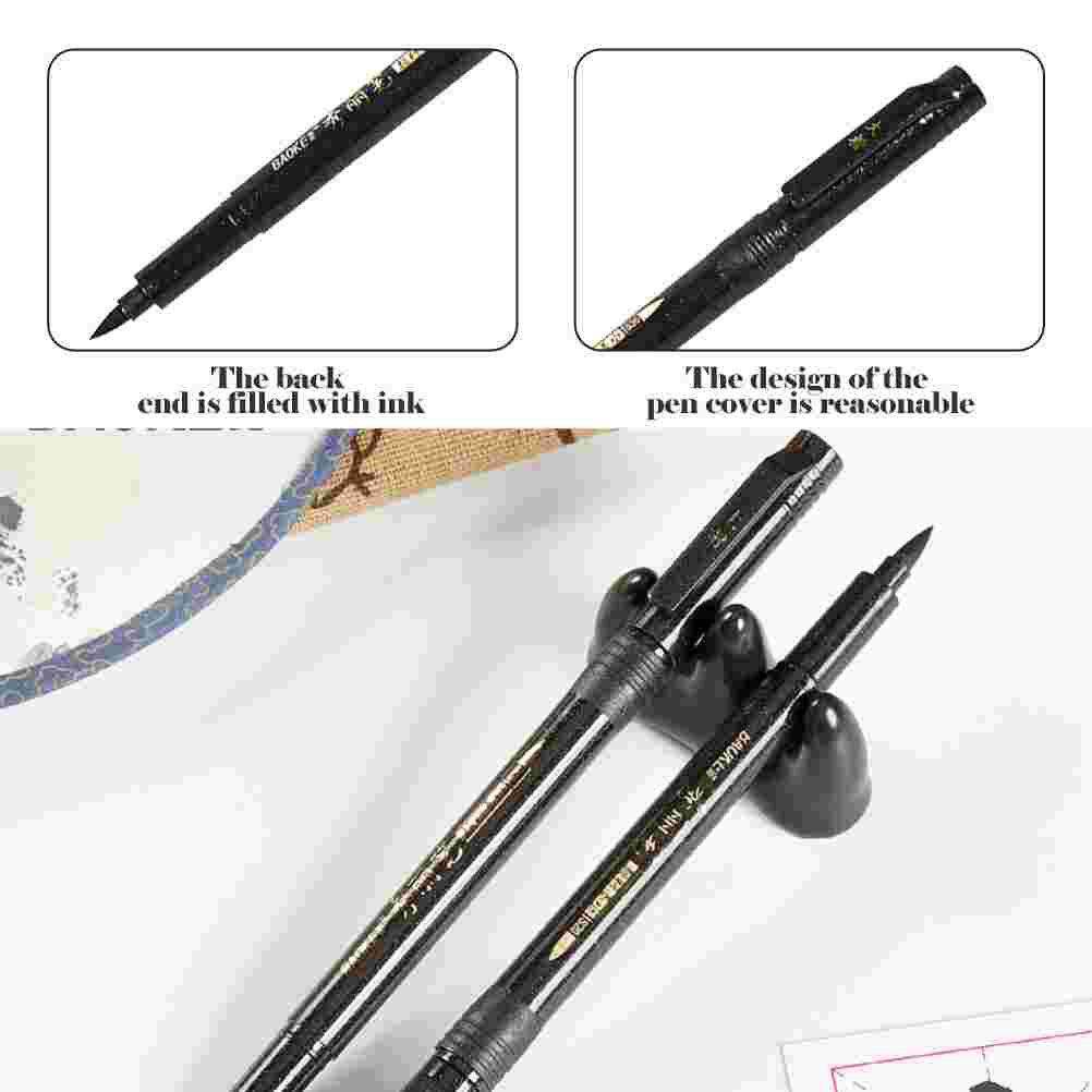 3 Sets Van Schrijven Beoefenen Pennen Studenten Borstel Pen Kalligrafie Pennen (Zwart)