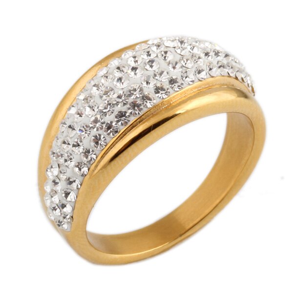 Bague en acier inoxydable NIBA 316L pour femme avec cristal autrichien Stellux de supérieure: 7 / Or