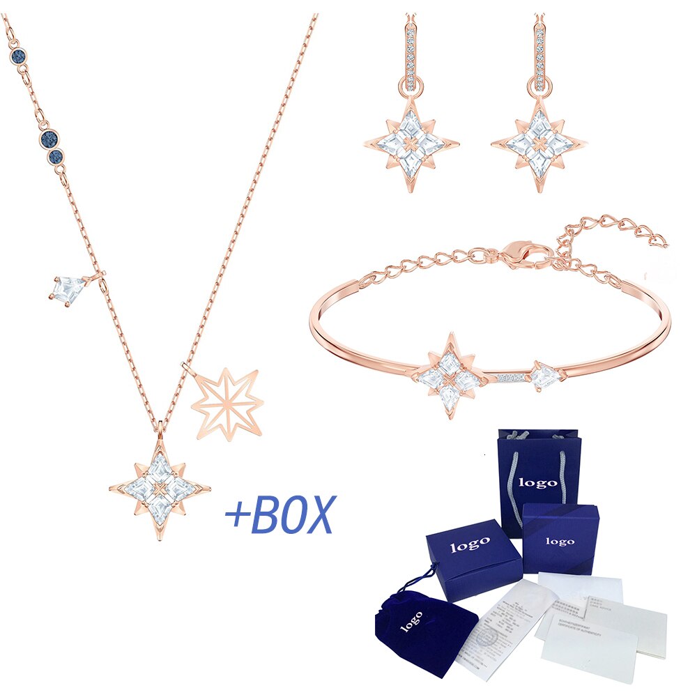 Mulier Romantic Jewelry Girls Crystal Star Earrings Necklace Bracelet 549337 5452 549438 Bijoux Femme
