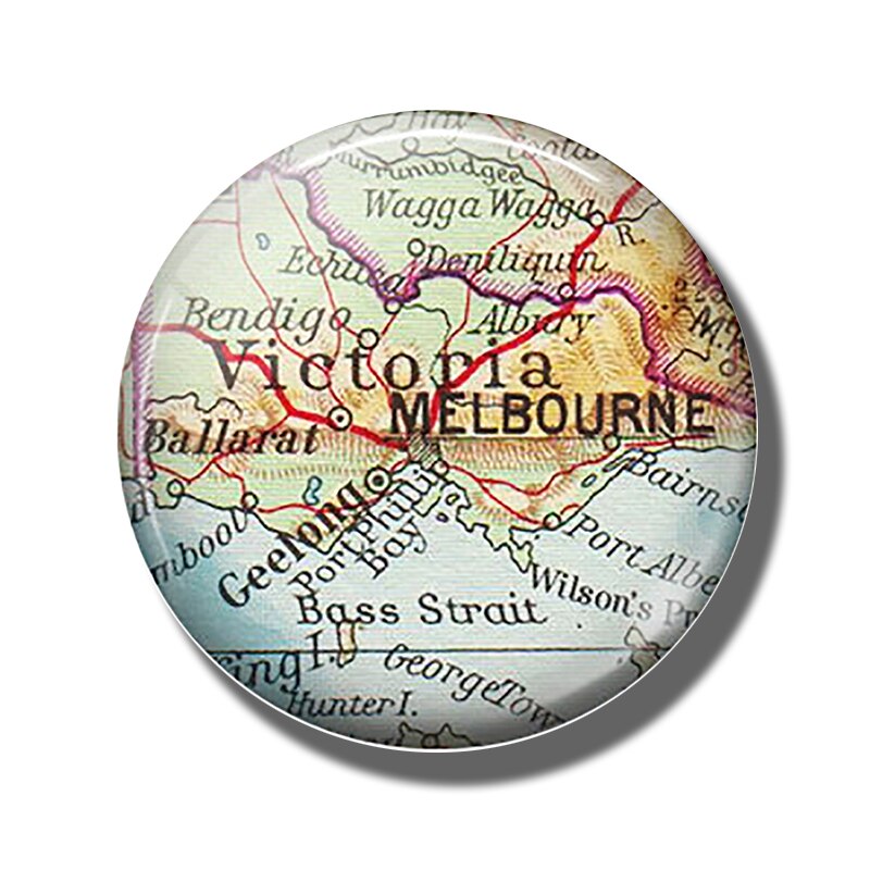 Ohio Melbourne Williamsburg Ecuador Los Angeles Indianapolis Cape Cod Philadelphia Florence Map Souvenir Fridge Magnets Stickers: Melbourne