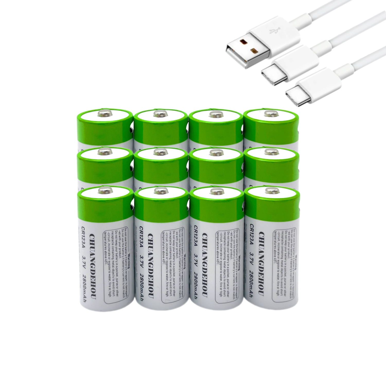 Batería Cr123A recargable 3,7 V iones de litio Cr123A 16340 adecuada para linterna Led batería de pared de viaje Cable USB tipo C carga rápida: Naranja