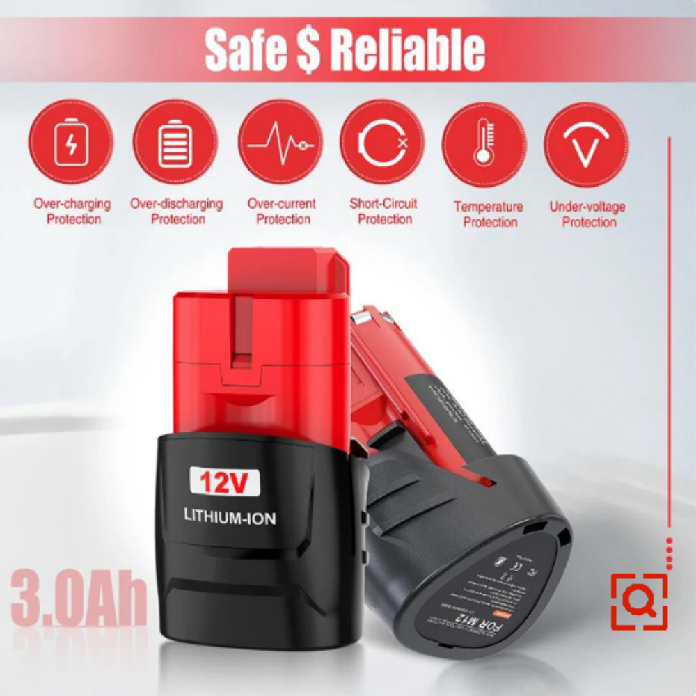 2 st.  m12- pack batterier till milwaukee 3000 mah litiumjonbatteri 48-11-2411 ersättning för milwaukee  xc 48-11-2410 48-11-2420 elverktyg