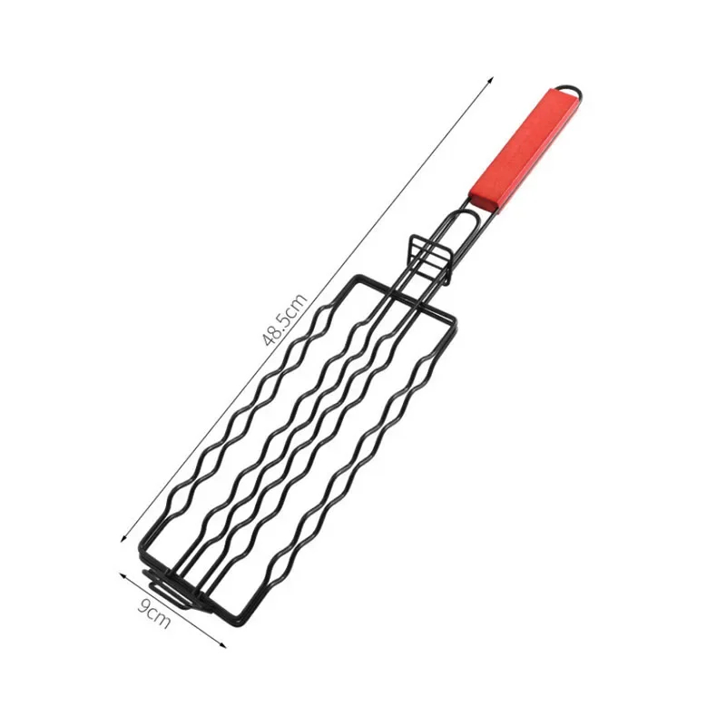 Cesta de grelha de aço inoxidável, ferramenta para churrasco, acessórios para grelhar, rack para cachorro-quente, carne vegetal, bife, camarão, suporte para kabob