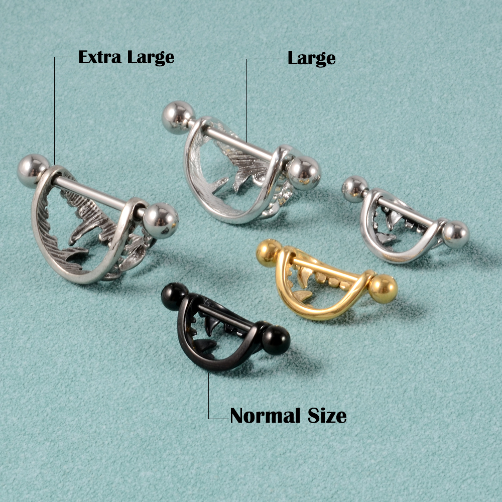 2 pièces 14G dents Sexy mamelon anneau bouclier couverture haltère mamelon Piercing barre pour femmes acier chirurgical sein corps Piercing bijoux
