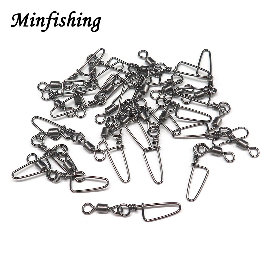 Minfishing 25 st/lot svivlar fiske ms+hx rullande svirvel med båge karbinhake locktillbehör fiskeredskap
