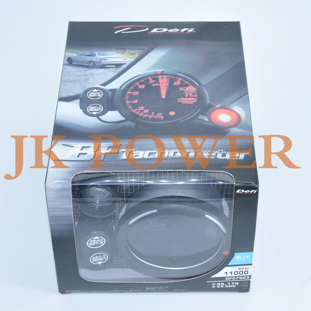 JK 80mm DEFI Tachometer Stepper Motor BF Style RPM Auto Gauge Blue Led With Shift Light