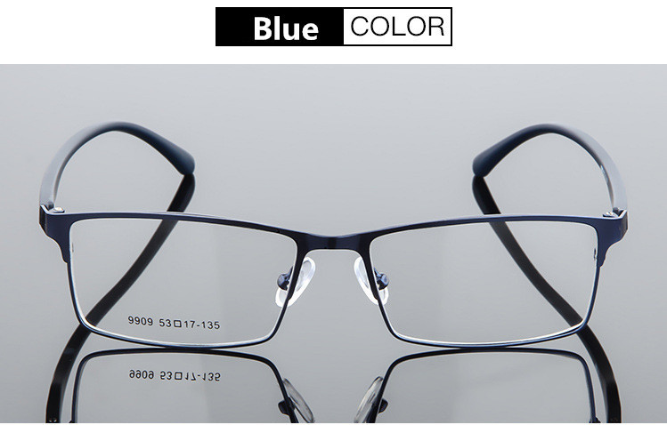 montura para gafas de hombre friki prescripción óptica por ordenador miopía lente transparente montura para gafas de hombre 9909: Blue