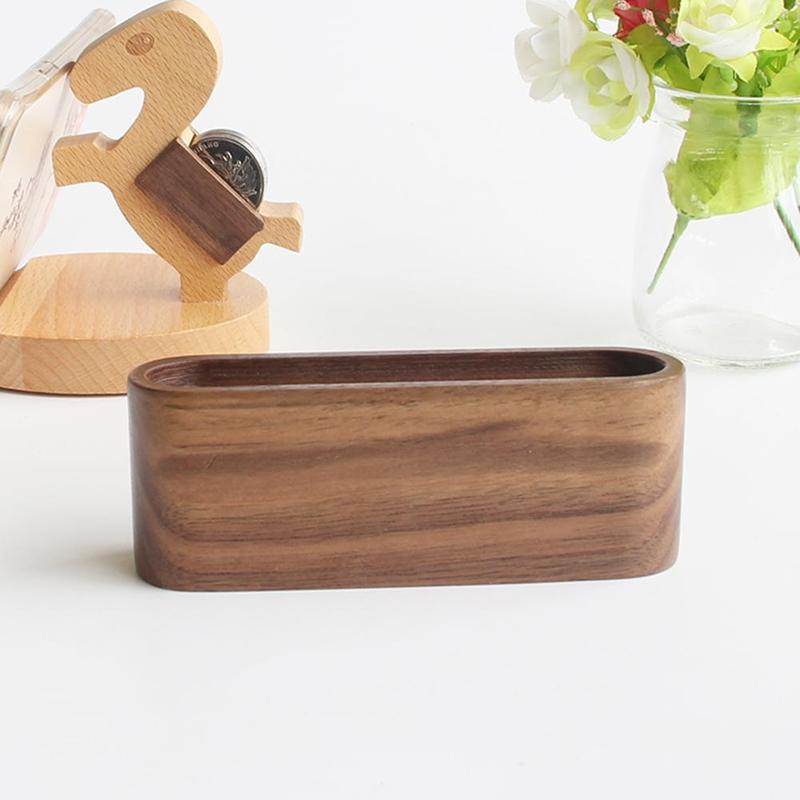 Vividcraft Office Desk Accessories Black Walnut Business Card Display Device Card Stand Memo Holder Wooden Desk Box Organizer