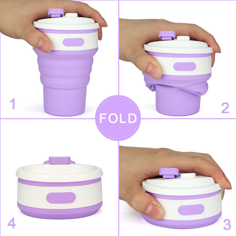 Taza de café de silicona plegable, vaso de agua sin BPA, portátil, telescópico, de viaje, multifunción, 350ml