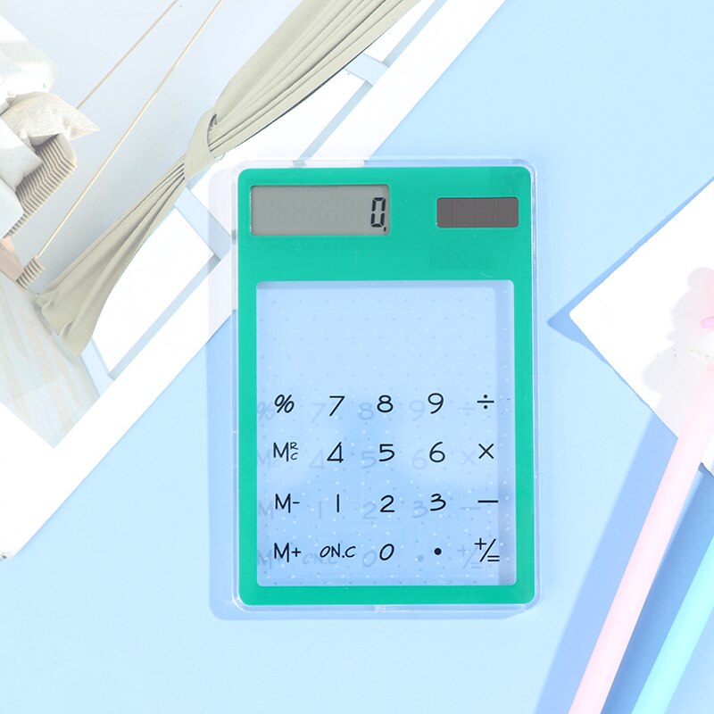 1Pc Transparent Cartoon 8-Digit Calculator Solar Energy Mini Portable Calculator: GN