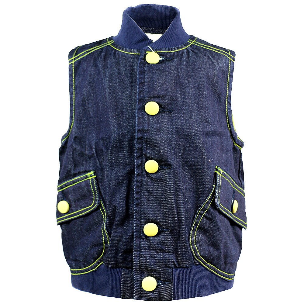 Children Boy's Denim Vests Casual Print Hooded Denim Outerwear Vests Boys Vest Boys Waistcoat Boys Jacket 5-12Y 4J0515
