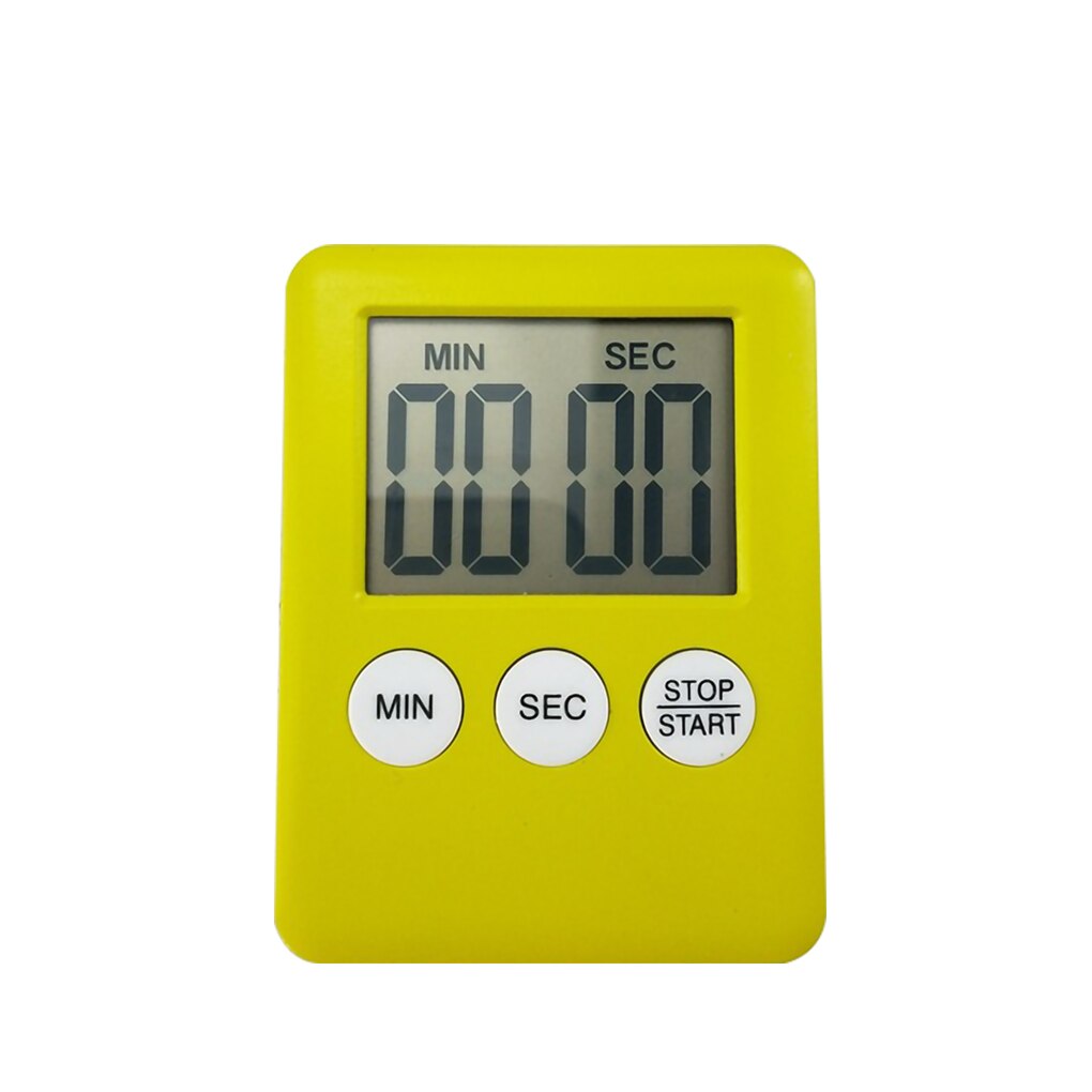 Digital Cooking Timer LCD Display Baking Countdown Alarm Button Operation Kitchen Timer Built-in Battery Kitchen Timer Alarmer: Yellow