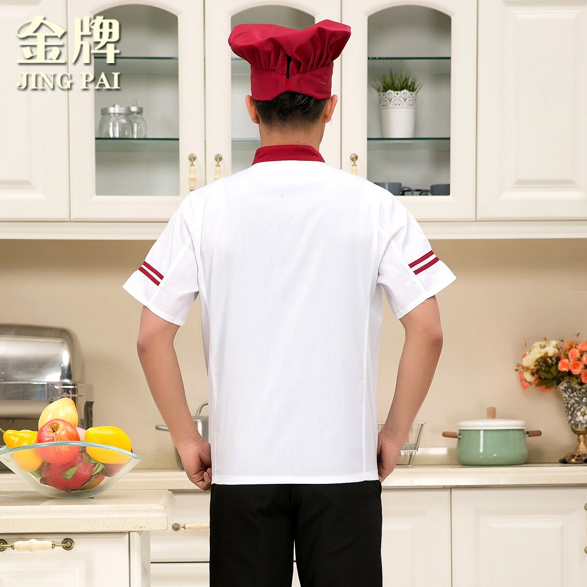Chaqueta de cocinero de manga corta para adulto, chaqueta de cocina para mujer, restaurante, Hotel, Chef, ropa de verano, uniforme de Chef de talla grande B-5962