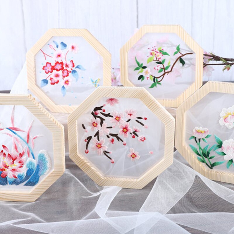 Kinesiska blommor mönster broderi kit med träram diy korsstygn set handgjorda hantverk sömnad målarmaterial paket