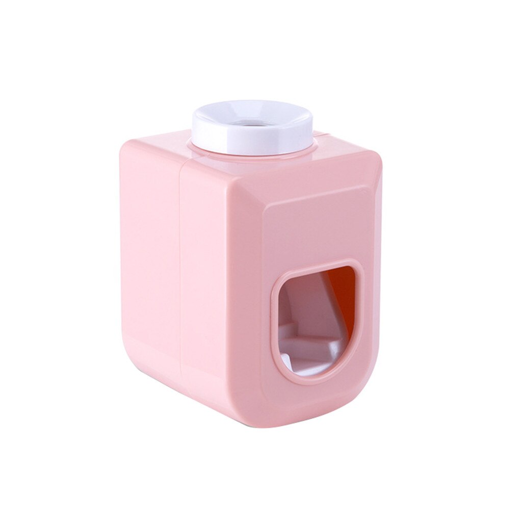 Toothpaste Dispenser Squeezer Plastic Wall-mounted Adhesive Automatic Toothpaste Dispenser Squeezer porta pasta de die @B: Pink