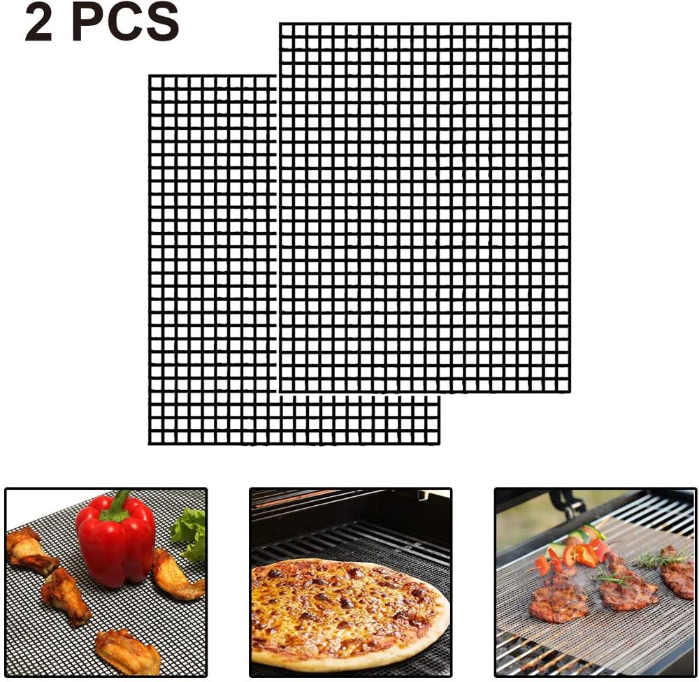 5 PC 40X33CM Reusable Barbecue Grill Mesh Mat Non-stick Kitchen Cooking Smoker BBQ Mat Grill Pad Liner BBQ Accessories: 2PC / 40x33cm
