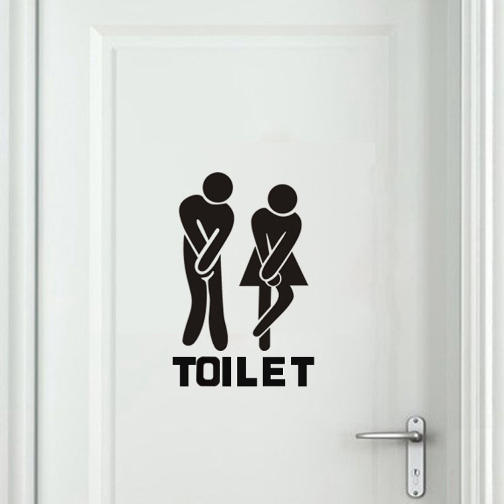 Noir toilette autocollant bricolage Tag entrée signe Art Paster reste salle de bain décalcomanie Stickers muraux décoration de la maison pour hôtel café boutique