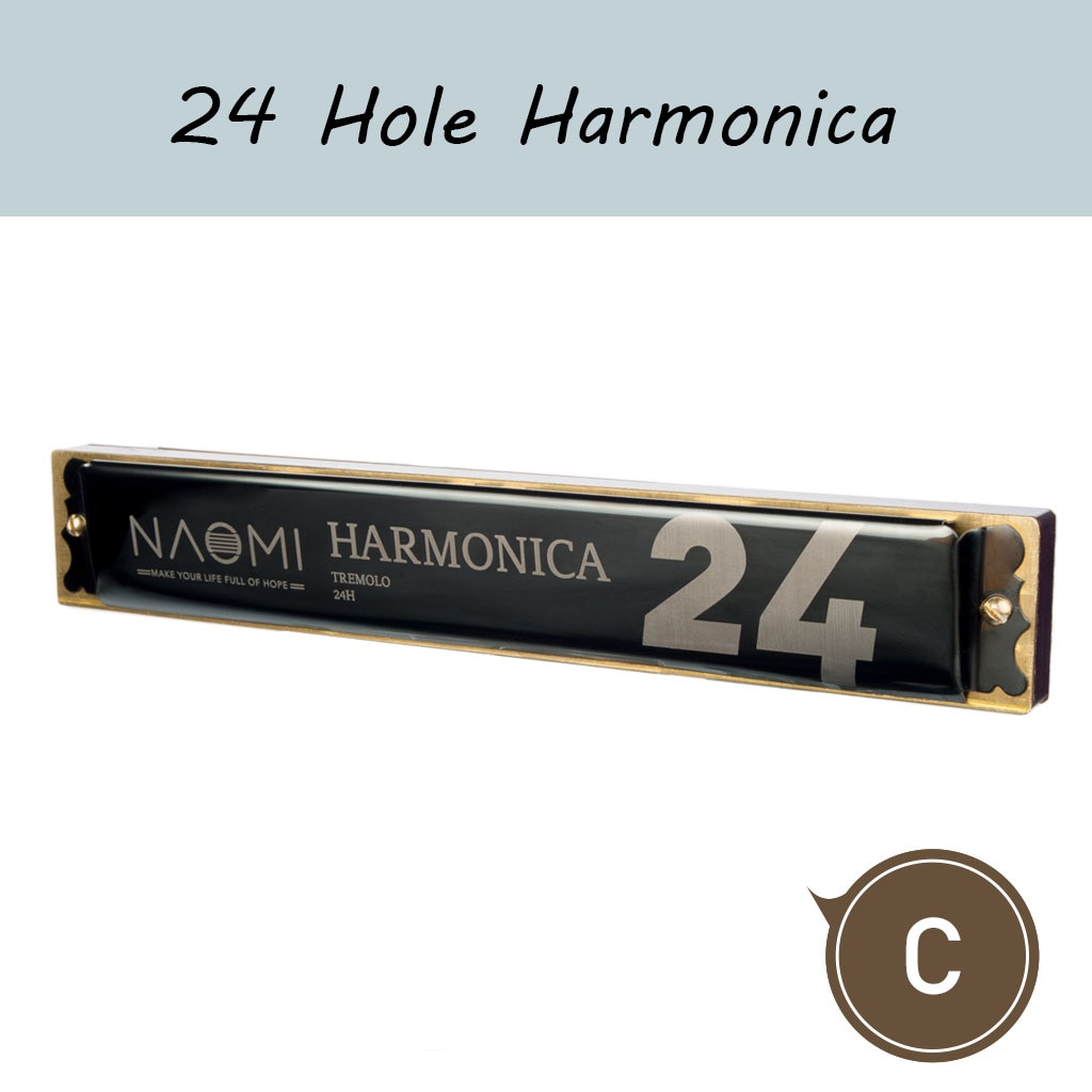 NAOMI Tremolo Harmonica C Tone 24 Holes For Beginners Children