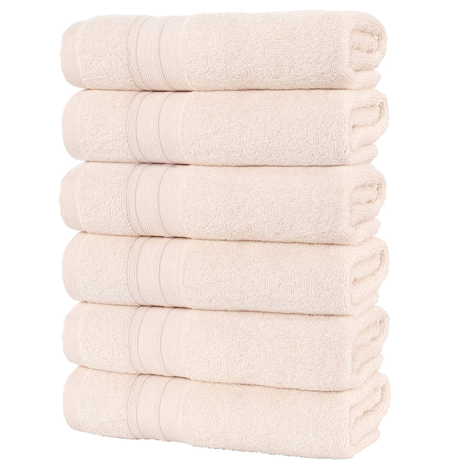 6Pcs Badkamer Handdoeken Zachte Absorberende En Dikke Katoenen Handdoeken Zachte Absorberende Handdoeken Badkamer Benodigdheden Voor Drogen Haar # YL10: Roze