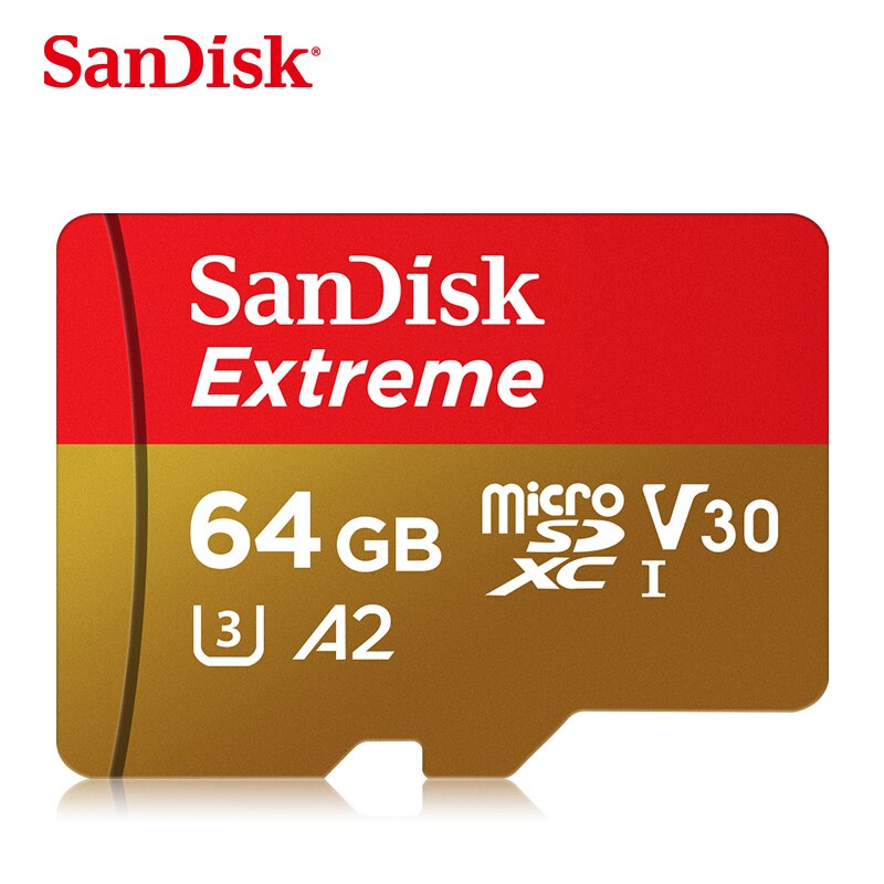 Sandisk Memory Card V30 A2 128GB 64GB 32GB 16GB Flash Micro TF SD Card 256GB MicroXC Per Second 10 M For Smartphone Adapter: 64GB Extreme