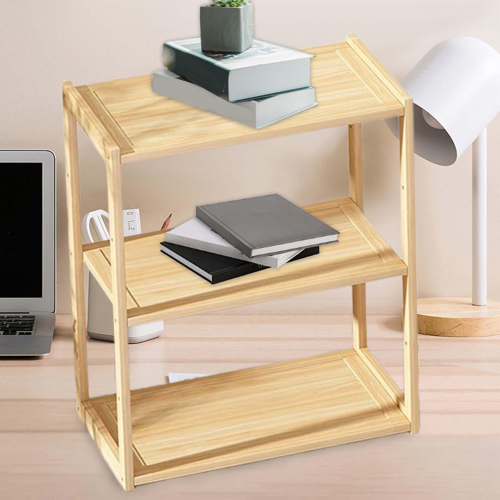 Houten opbergrek Rustieke desktopbenodigdheden Tafelblad Stand Display Plank voor Dames Heren Aanrecht Home Decor Kantoor Woonkamer