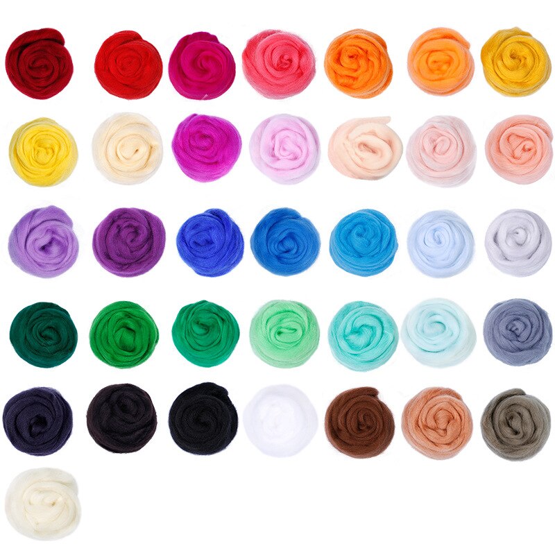 36 Color DIY Wool Felt Kit Fabric Craft Kit Starter Yarn Roving For Needle Felting Spinning Weaving Doll Making