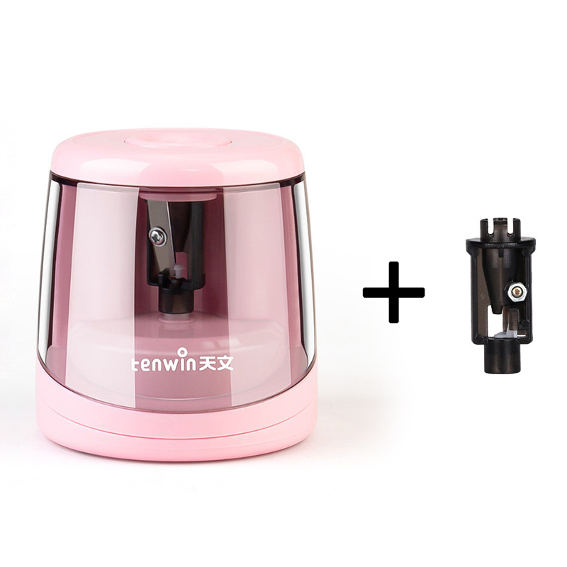 TENWIN Student Pencil Sharpener Electric vertical Blades for Artists Automatic Pencils Cutter Stationery Office School Supplies: Pink and 1 core