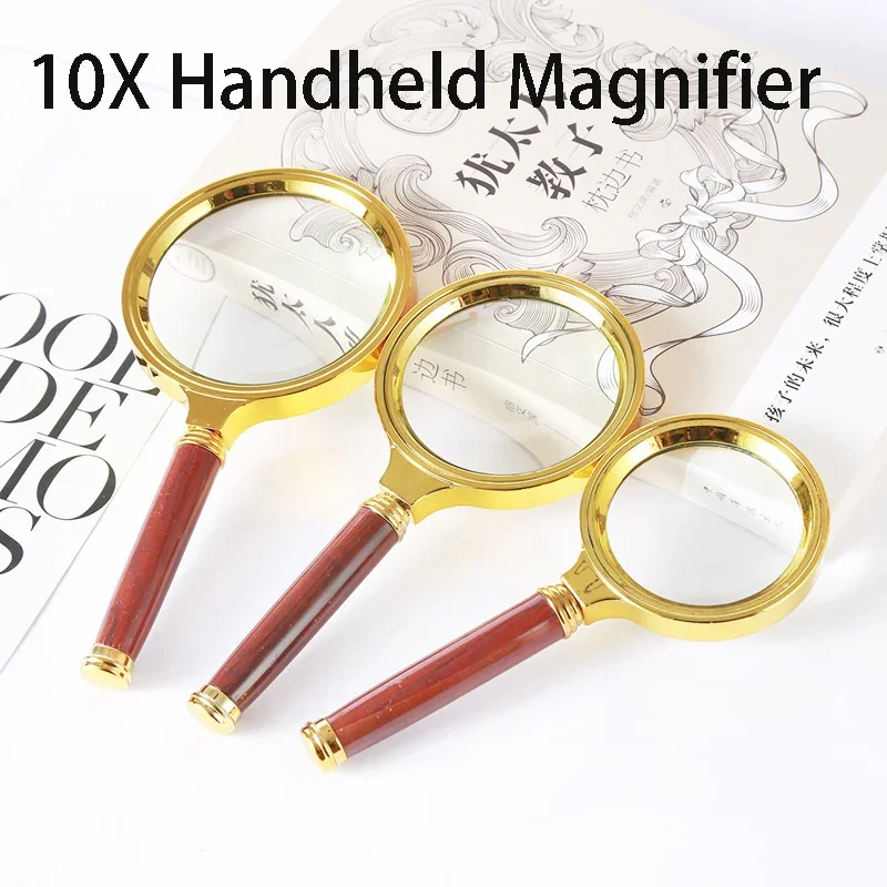 10x lupa portátil de vidro antigo punho de madeira retro lidar com lupa olho vidro idosos leitura lupas inspeção