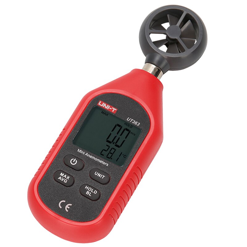 Minianemómetro UNI-T UT363/UT363BT, anemómetro Industrial/doméstico, retroiluminación LCD, indicación de batería baja