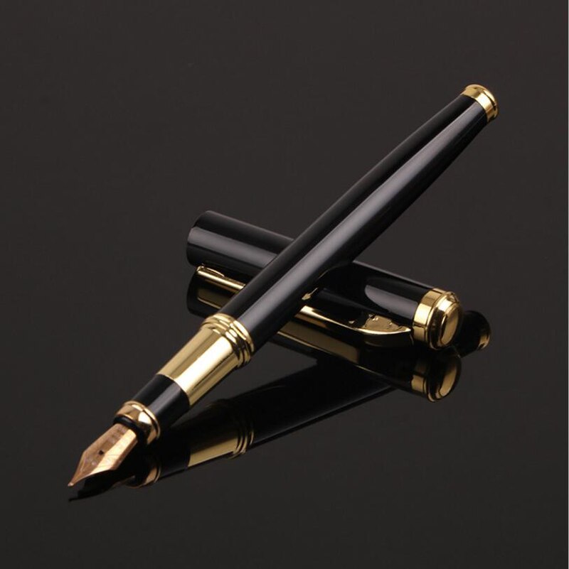Metalen Signature Balpen Set – Zwart/zilver, 0,5mm – In Luxe Geschenkdoos Met 2 Inktpatronen – Voor Kantoor, Zaken En Cadeau