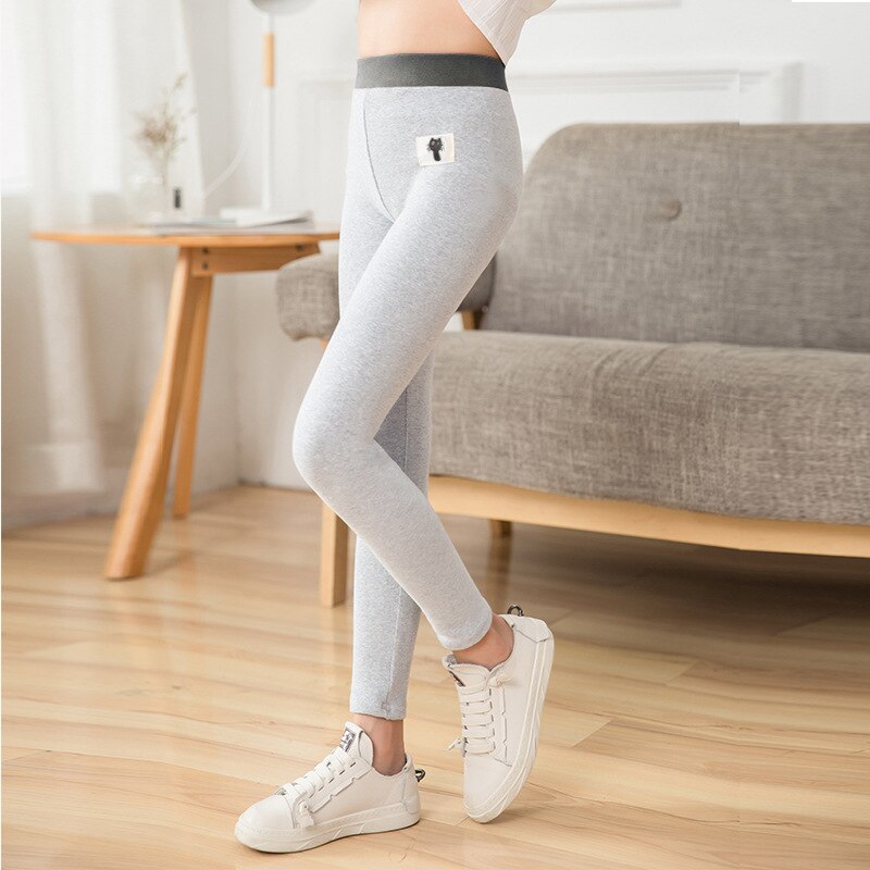 Elastic Girl Skinny Pants Soft Solid Spring Cotton Kids Leggings Multi-color Girls Trousers Children 2-8Y: Light Grey