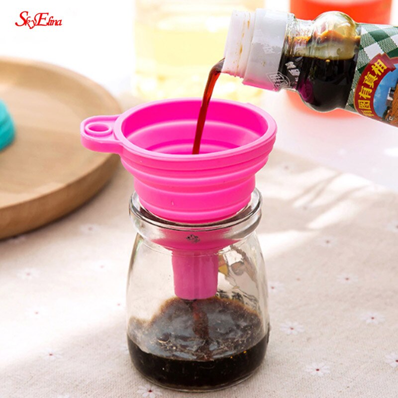 1pc Kitchen Tool DIY Food-Grade Folding Silicone Funnel Household Liquid Dispensing Mini Funnel Accessories Supplies 5z