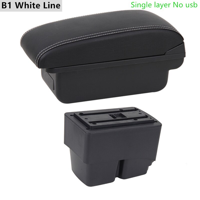 Armrest Box for Ford Fiesta Kaptur Leather Arm Rest Center Console Storage USB Car Accessory: B1 White Line