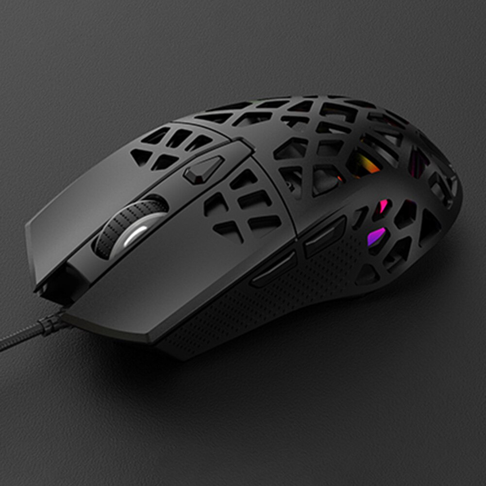 Ajazz AJ339 Hollow Macro Definition USB Wired Mouse RGB Backlight 6 Gears 6200 DPI Adjustable Symmetrical Ergonomic Gaming Mice