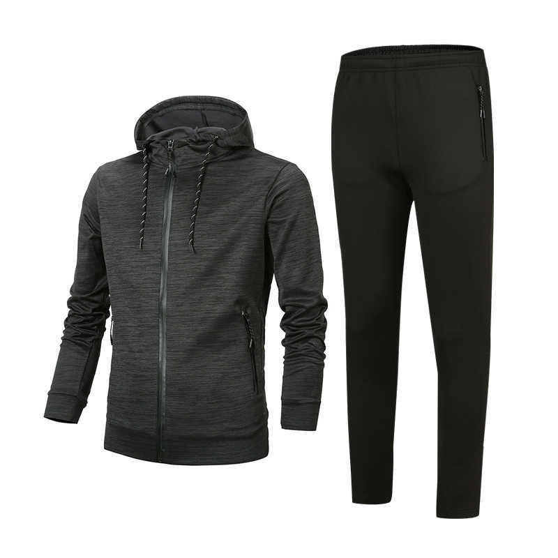 voetbal kleding basketbal kleding sport pak heren running pak set tweedelige capuchon casual: Dark gray / L