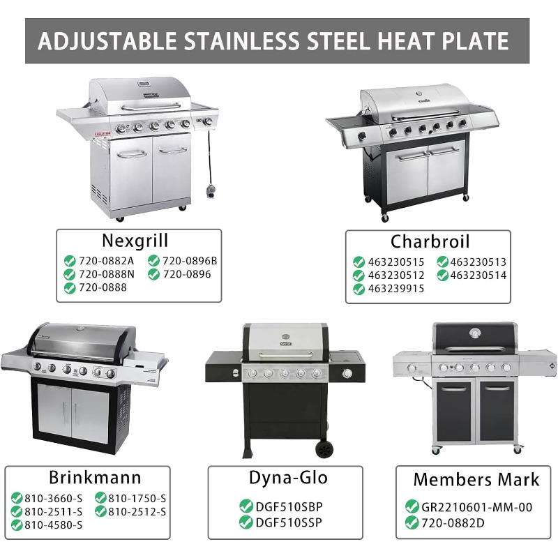 Adjustable Barbecue BBQ Grill Flame Tamers Burner Covers Heat Deflectors Stainless Steel Gas Grill Replacement Parts 1-4Packs