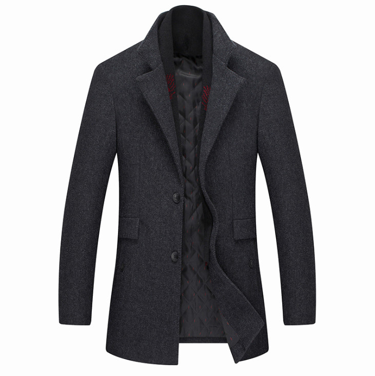 Winter Jas Slim Fit Jassen Heren Pure Kleur Casual Warm Bovenkleding Jas en jas Mannen Pea Coat: dark gray / L