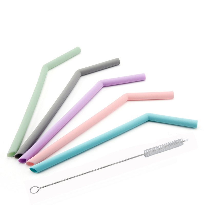 6Pcs Herbruikbare Siliconen Rietjes Vouwen Rietjes Set Kleurrijke Koffie Thee Bar Accessoires Drinkware Partij Reizen Essentieel: Violet-6pcs
