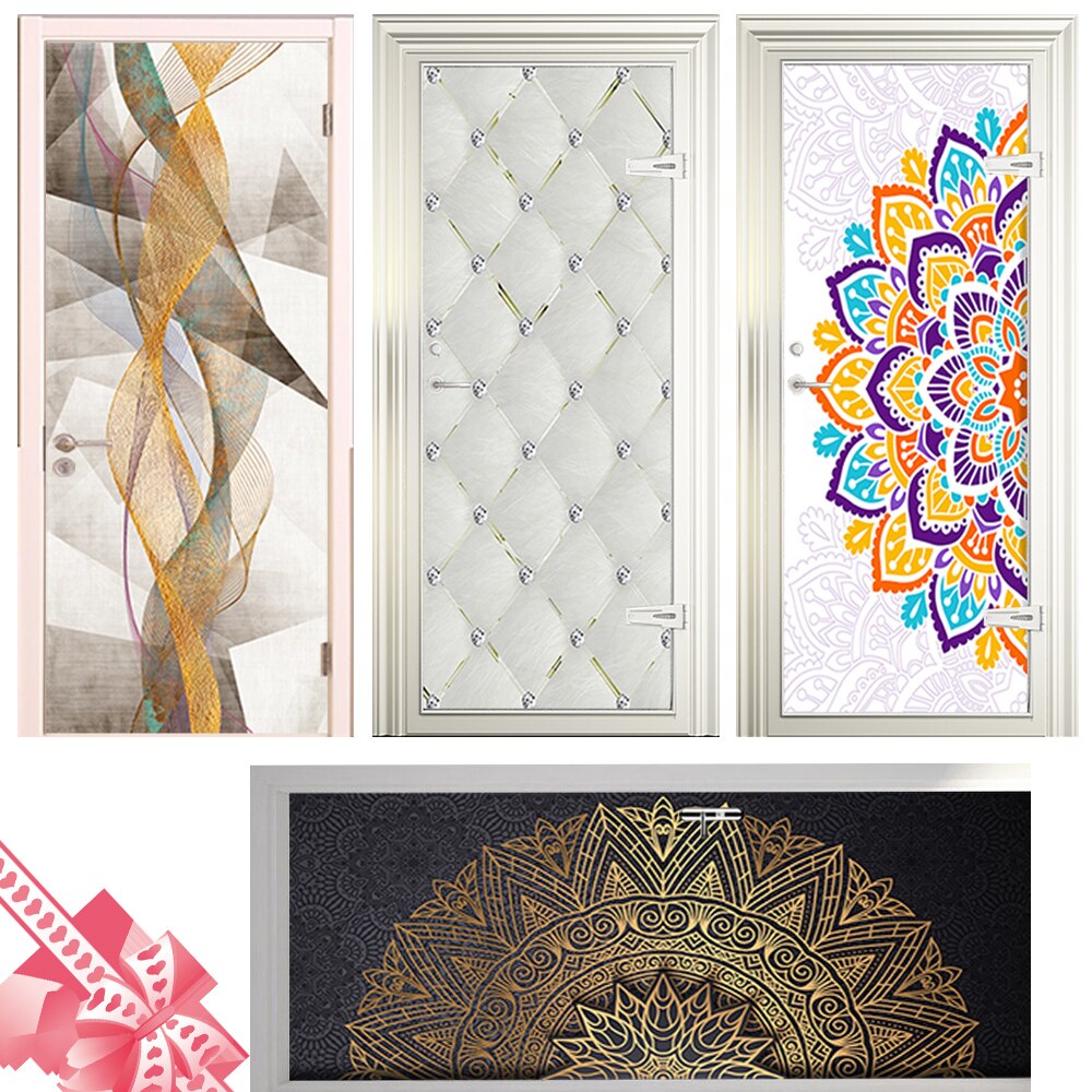 Deur Stickers 3D Creatieve Veer Stickers Achtergrond Decoratie Muurstickers Houten Deur Renovatie