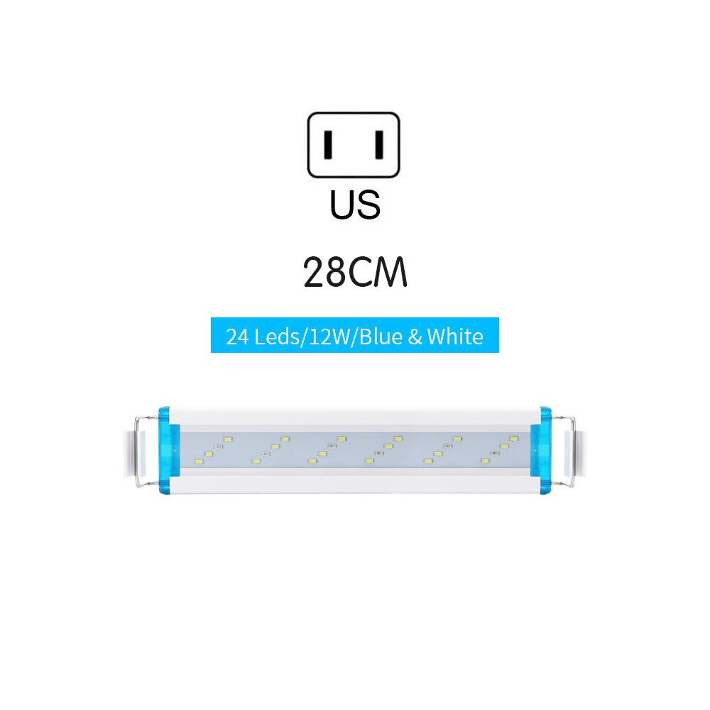 Aquarium Lighting Aquatic Plant Light Super Slim Blue LEDs 18-48CM Waterproof Clip On Lamp For Fish Tank Plant Grow Lighting: US 28CM