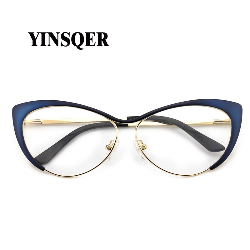 YINSQER miope mujeres montura de gafas de Ojos de gato marco claro de anteojos hombres dioptrías gafas miopía Vintage gafas redondas
